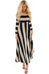 Nude Bold Stripe Long Sleeve Maxi Dress